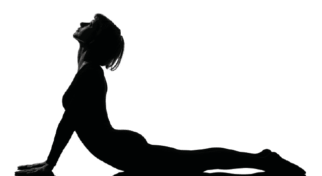 woman yoga cobra lay pose