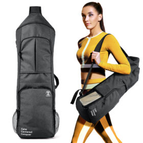 warrior2 black yoga sling backpack gym woman young yellow cloth