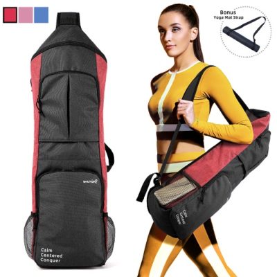 Yoga mat carrier bag red gym girl