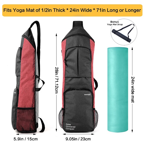 Yoga mat cover bag with yoga mat carrying strap