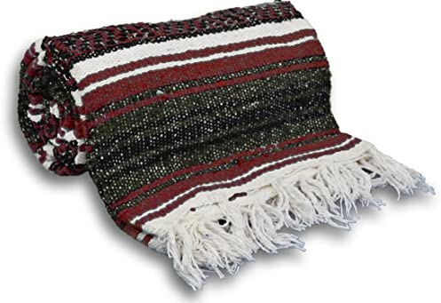 black white stripes Mexican blanket yoga gift