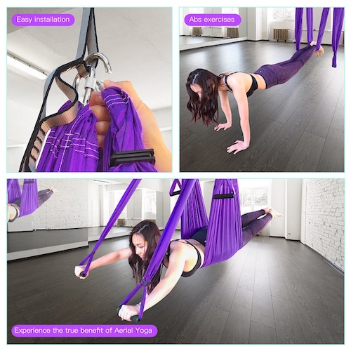 antigravity yoga trapeze purple girl studio