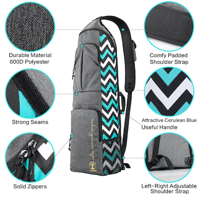 details high quality warrior 2 blue zigzag yoga mat holder bag