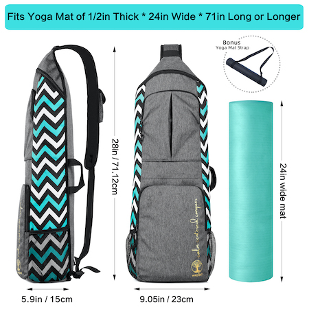 warrior2 yoga backpack large size 0.5 inch thick mat