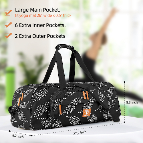 Warrior2 Yoga Mat Bag, Gym Bag, 8-Pocket Yoga Duffle, Yoga Tote