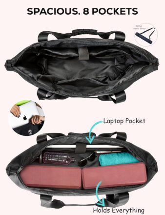 Inside warrior2 yoga work tote roomy empty and with accessories